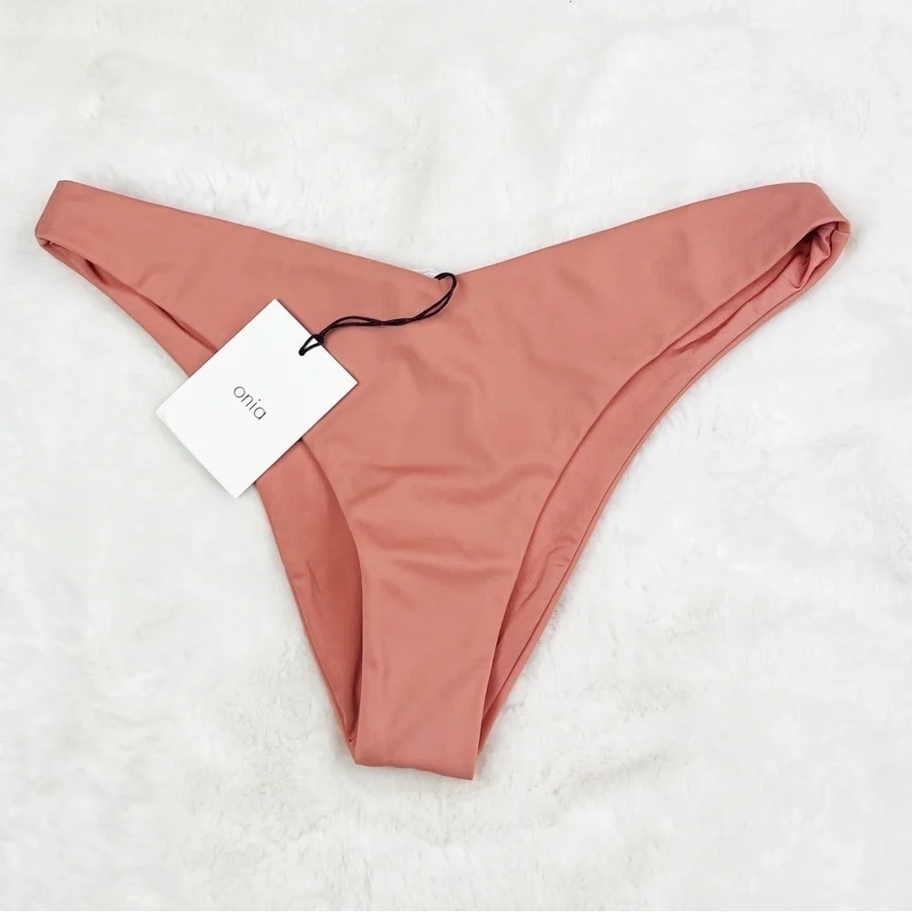 NWT Onia Chiara High Cut Cheeky Bikini Bottoms Nude (Pink)